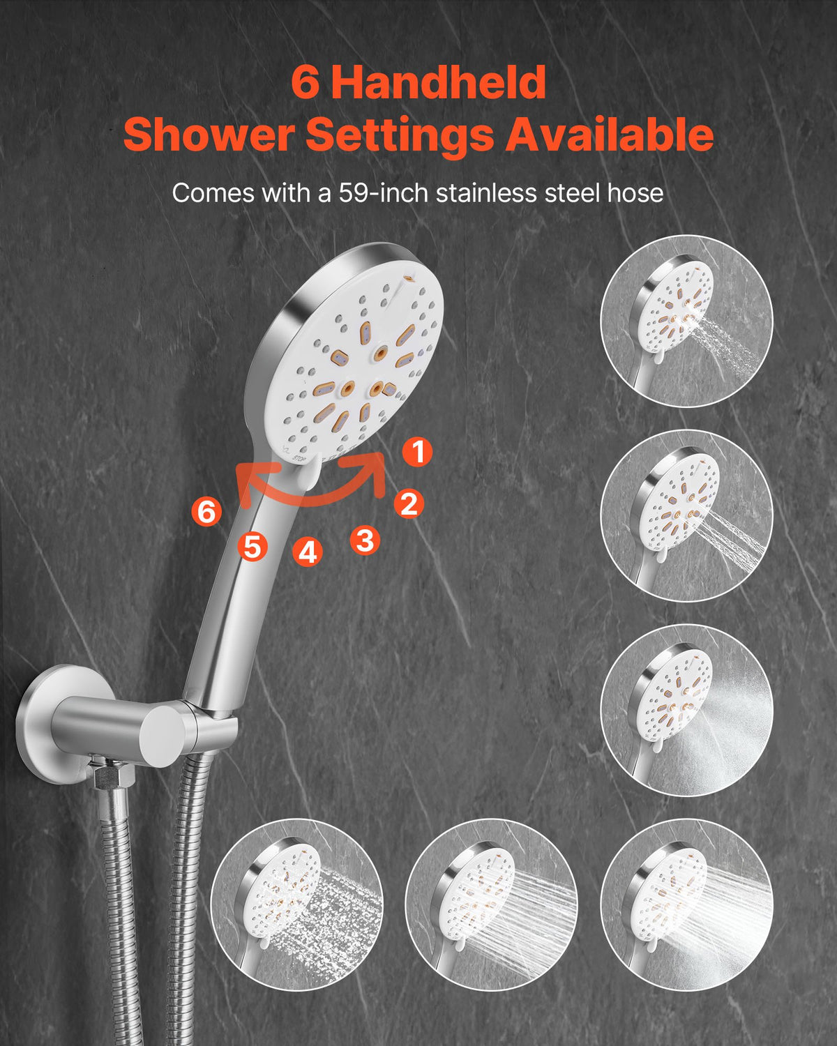 VEVOR Shower Faucet Set, Rainfall Bathroom Shower System with 10-Inch Round Rain Shower Head and Handheld Spray, Wall Mounted Bath Fixtures with Brass Valve and Trim Kit, Brushed Nickel - BGSAZDPHSZHBWIFSD001V0 - view 4