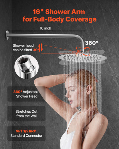 VEVOR Shower Faucet Set, Rainfall Bathroom Shower System with 10-Inch Round Rain Shower Head and Handheld Spray, Wall Mounted Bath Fixtures with Brass Valve and Trim Kit, Brushed Nickel - BGSAZDPHSZHBWIFSD001V0 - view 5