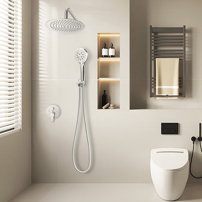 VEVOR Shower Faucet Set, Rainfall Bathroom Shower System with 10-Inch Round Rain Shower Head and Handheld Spray, Wall Mounted Bath Fixtures with Brass Valve and Trim Kit, Brushed Nickel - BGSAZDPHSZHBWIFSD001V0 - view 9