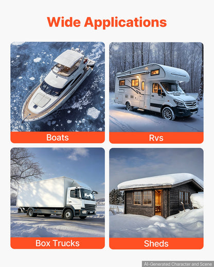 VEVOR Boat Engine Compartment Heater, 800W Bilge Heater Fit Boats Up to 35FT, Self-Regulating PTC Element & 32-104°F Adjustable Thermostat, IP68 Waterproof Fan, Winter Freeze Protection for Boats RVs - BGSFDJCJRQ808EQQF001V1 - view 7