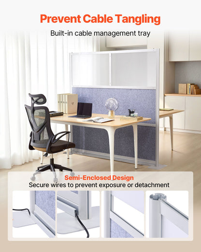 VEVOR Office Divider Privacy Partition, 1-Pack, 70" x 70" Modular Wall Room Divider, PET Workstation Cubicle Partition with Frosted Windows, Freestanding Privacy Panel Wall for Office Library - BGSGDQW70H70EMIF1001V0 - view 4