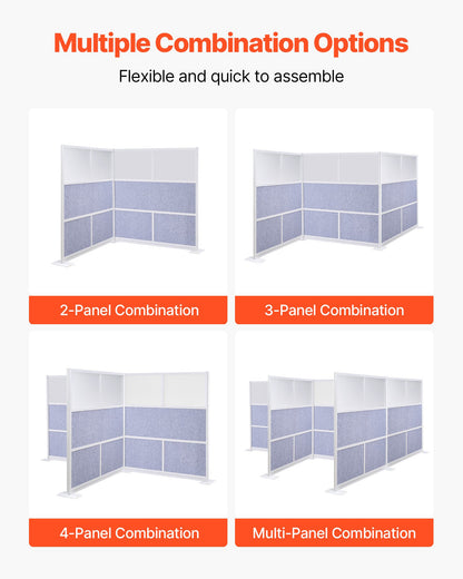 VEVOR Office Divider Privacy Partition, 1-Pack, 70" x 70" Modular Wall Room Divider, PET Workstation Cubicle Partition with Frosted Windows, Freestanding Privacy Panel Wall for Office Library - BGSGDQW70H70EMIF1001V0 - view 5