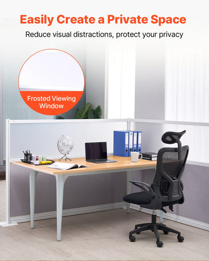 VEVOR Office Divider Privacy Partitions, 2-Pack, 72" x 48" Room Divider Walls, PET Workstation Cubicle Partition with Frosted Acrylic Windows, Freestanding Privacy Panels for Office Library School - BGSGDQW72H48O9NLM001V0 - view 3