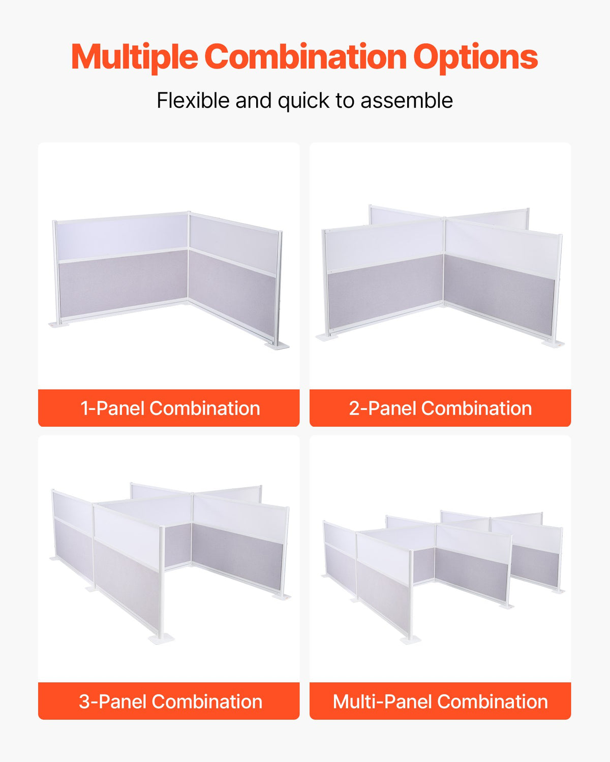 VEVOR Office Divider Privacy Partitions, 2-Pack, 72" x 48" Room Divider Walls, PET Workstation Cubicle Partition with Frosted Acrylic Windows, Freestanding Privacy Panels for Office Library School - BGSGDQW72H48O9NLM001V0 - view 5