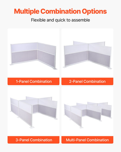 VEVOR Office Divider Privacy Partitions, 2-Pack, 72" x 48" Room Divider Walls, PET Workstation Cubicle Partition with Frosted Acrylic Windows, Freestanding Privacy Panels for Office Library School - BGSGDQW72H48O9NLM001V0 - view 5