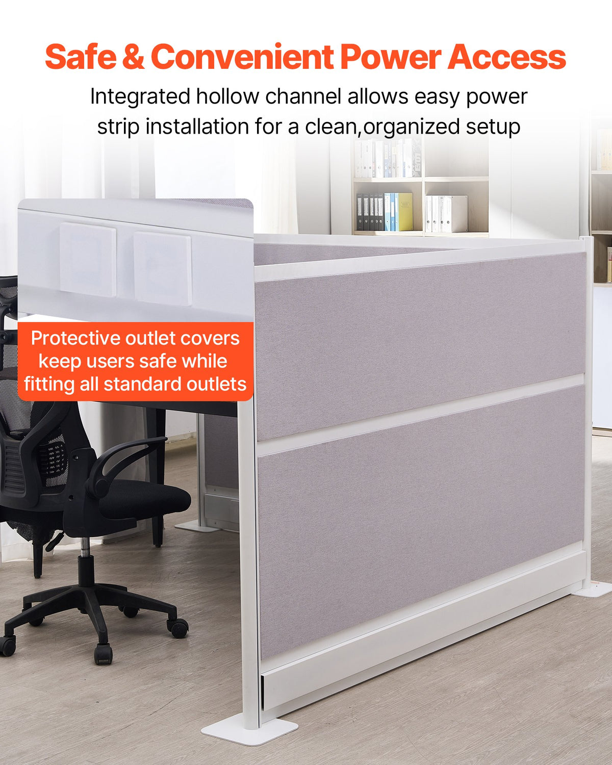VEVOR Office Divider Privacy Partitions, 2-Pack, 72" x 48" Room Divider Walls, PET Workstation Cubicle Partition with Outlet Covers, Freestanding Privacy Panels for Office Library School - BGSGDQW72H48UVV1N001V0 - view 4