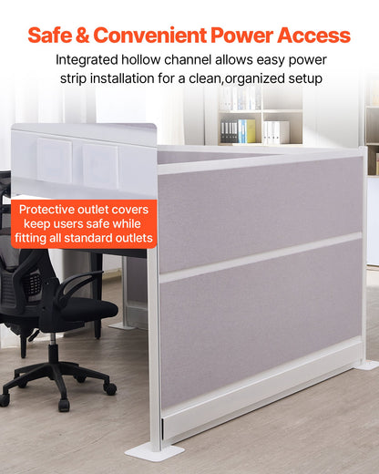 VEVOR Office Divider Privacy Partitions, 2-Pack, 72" x 48" Room Divider Walls, PET Workstation Cubicle Partition with Outlet Covers, Freestanding Privacy Panels for Office Library School - BGSGDQW72H48UVV1N001V0 - view 4