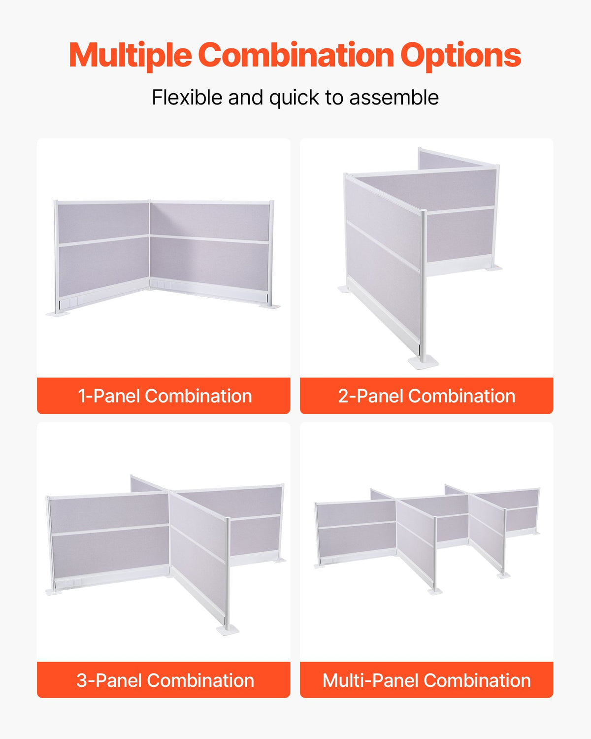 VEVOR Office Divider Privacy Partitions, 2-Pack, 72" x 48" Room Divider Walls, PET Workstation Cubicle Partition with Outlet Covers, Freestanding Privacy Panels for Office Library School - BGSGDQW72H48UVV1N001V0 - view 5