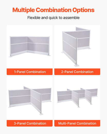 VEVOR Office Divider Privacy Partitions, 2-Pack, 72" x 48" Room Divider Walls, PET Workstation Cubicle Partition with Outlet Covers, Freestanding Privacy Panels for Office Library School - BGSGDQW72H48UVV1N001V0 - view 5