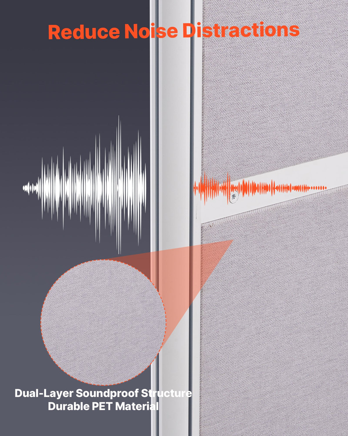 VEVOR Office Divider Privacy Partitions, 2-Pack, 72" x 48" Room Divider Walls, PET Workstation Cubicle Partition with Outlet Covers, Freestanding Privacy Panels for Office Library School - BGSGDQW72H48UVV1N001V0 - view 6