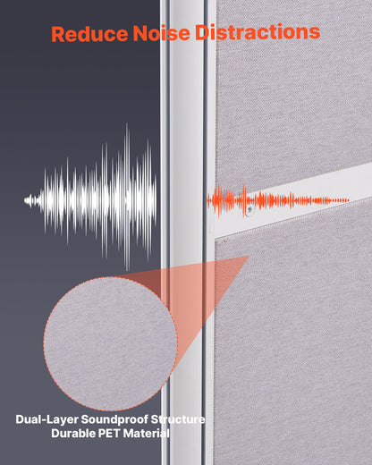VEVOR Office Divider Privacy Partitions, 2-Pack, 72" x 48" Room Divider Walls, PET Workstation Cubicle Partition with Outlet Covers, Freestanding Privacy Panels for Office Library School - BGSGDQW72H48UVV1N001V0 - view 6