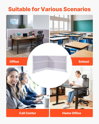 VEVOR Office Divider Privacy Partitions, 2-Pack, 72" x 48" Room Divider Walls, PET Workstation Cubicle Partition with Outlet Covers, Freestanding Privacy Panels for Office Library School - BGSGDQW72H48UVV1N001V0 - view 7