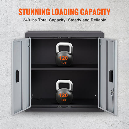 VEVOR Foldable Wall Cabinet, Metal Garage Locker Mounted 26" Small Tool Chest 240 LBS Loading Capacity Adjustable Shelf Magnetic Door File for Warehouse Office Home Black - BGSGJJ120LBSECZZ6V0 - view 3