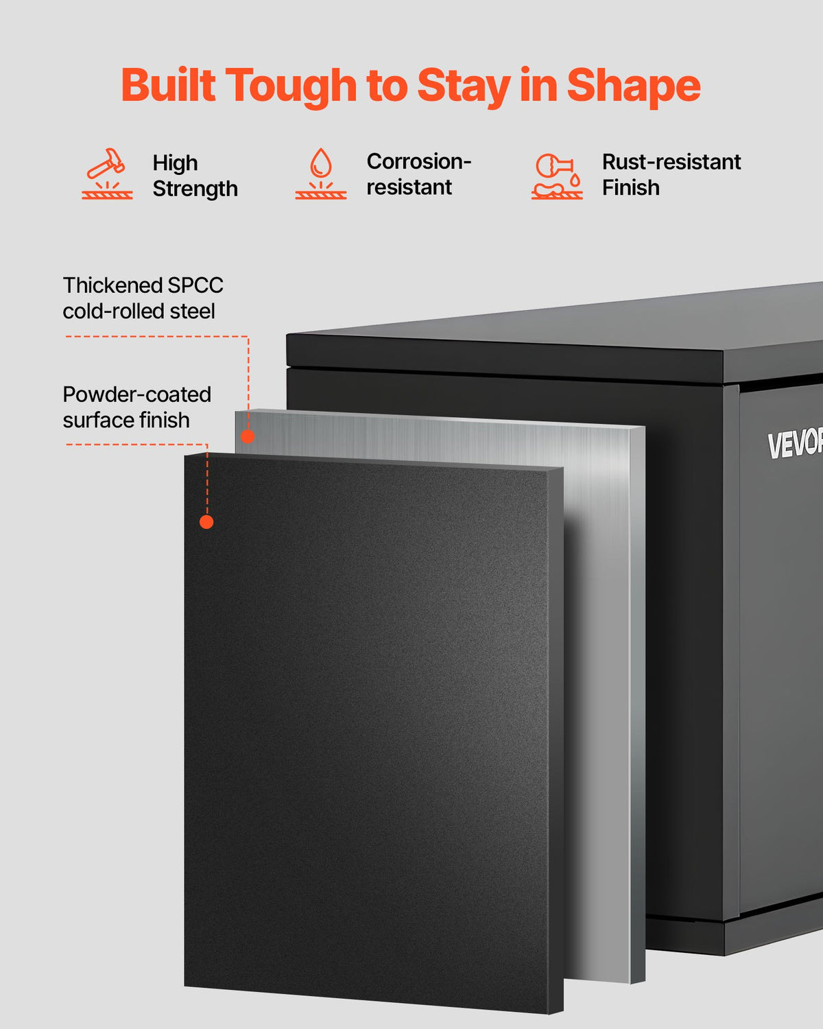 VEVOR Metal Wall Cabinet, 27.56W x 12.01D x 14.02H Inch, Floating Garage Tool Cabinet with Up-Flip Door, 120 lbs Load per Shelf, Fit for Garage, Basement, Kitchen, Warehouse, Assembly Required - BGSGJJSFWKFGFH9LD001V0 - view 7