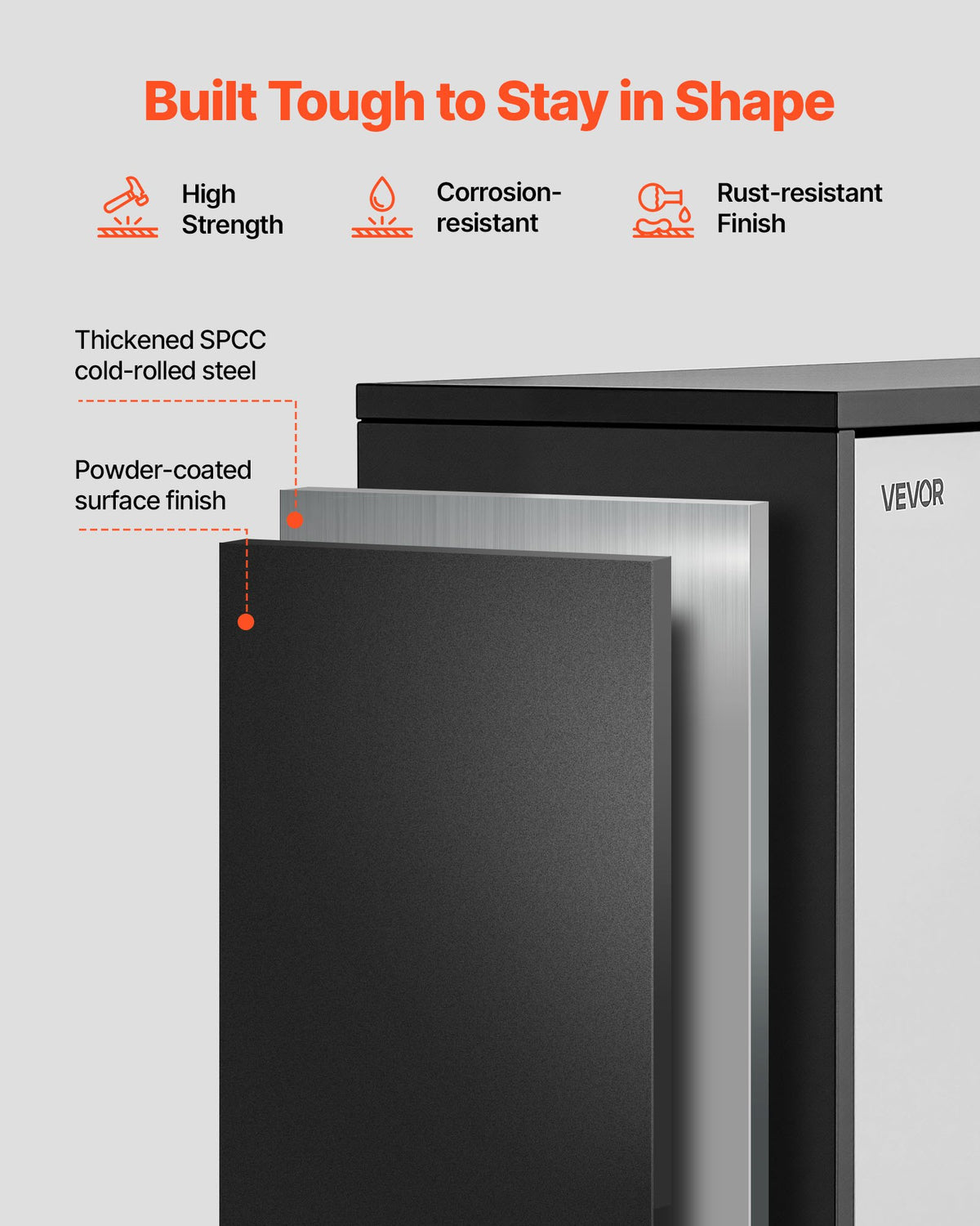 VEVOR Metal Wall Cabinet, 27.56W x 12.01D x 19.69H Inch, Floating Garage Tool Cabinet with Up-Flip Door and Shelf, 240 lbs Load Capacity, Fit for Garage, Basement, Kitchen, Warehouse Assembly Required - BGSGJJSFWKFGRZQCW001V0 - view 7