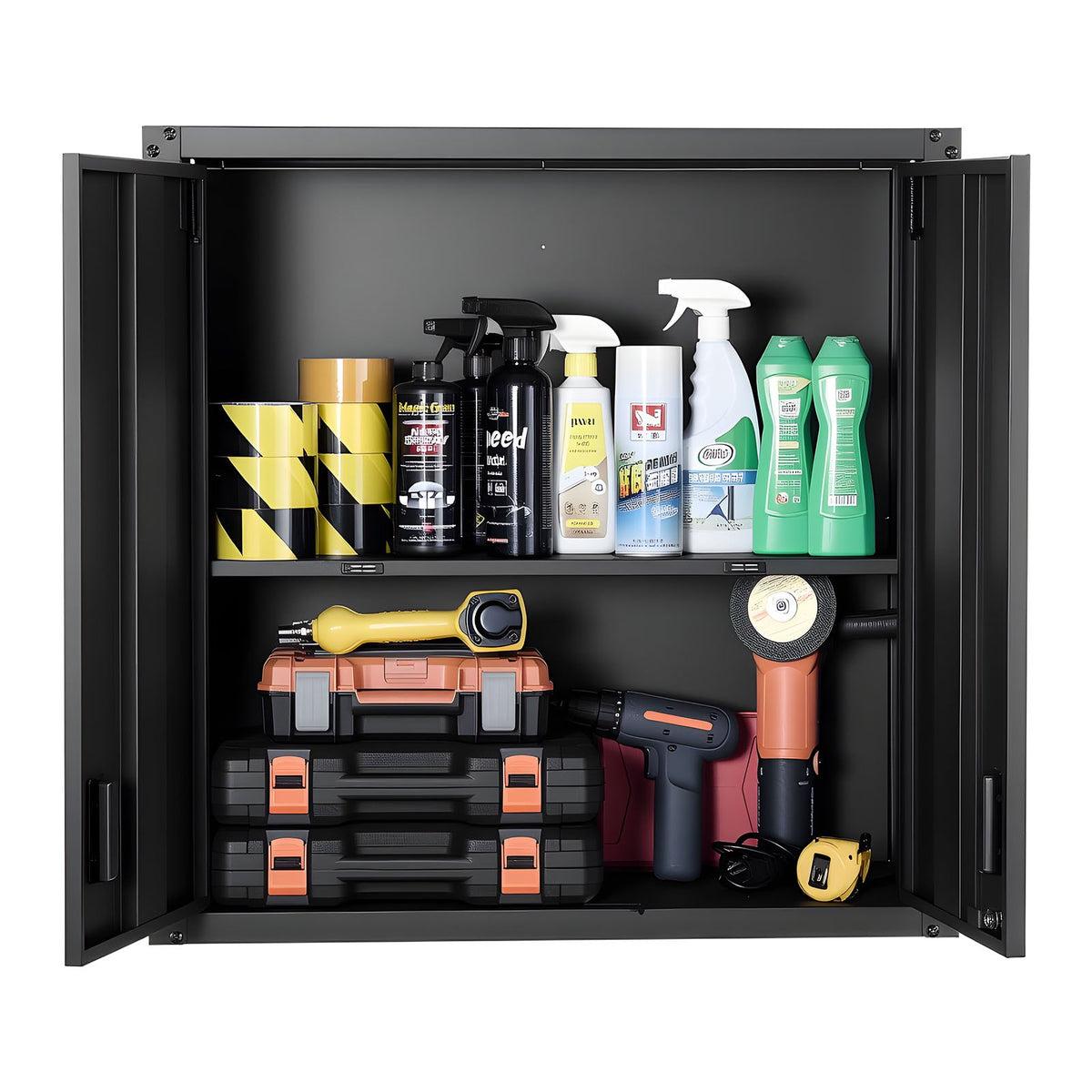 VEVOR Metal Wall Cabinet, 30W x 12.2D x 30H Inch, Steel Floating Hanging Storage Cabinet with Locking Doors and Adjustable Shelf for Garage, Basement, Kitchen, Warehouse Assembly Required, Black - BGSGJJSMWKFG9DCUT001V0 - view 10