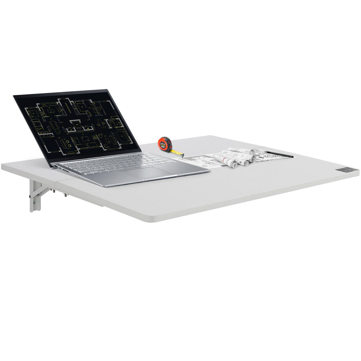 VEVOR Wall Mounted Folding Table, 31.5" x 19.69" Wall Mount Drop Leaf Table, Floating Desk with Iron Bracket, Fold Down Desk for Small Spaces, Home Office, Dining, Laundry Room, Kitchen, Bar, White - BGSGZZPMBHB3RZ99PV0 - view 1