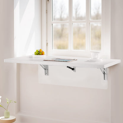 VEVOR Wall Mounted Folding Table, 39.4 x 19.7 inches Wall Mount Table, Floating Desk with Iron Bracket, Fold Down Desk for Small Spaces, Home Office, Dining, Laundry Room, Kitchen, Bar, White - BGSGZZPMBHB3UG5NNV0 - view 9