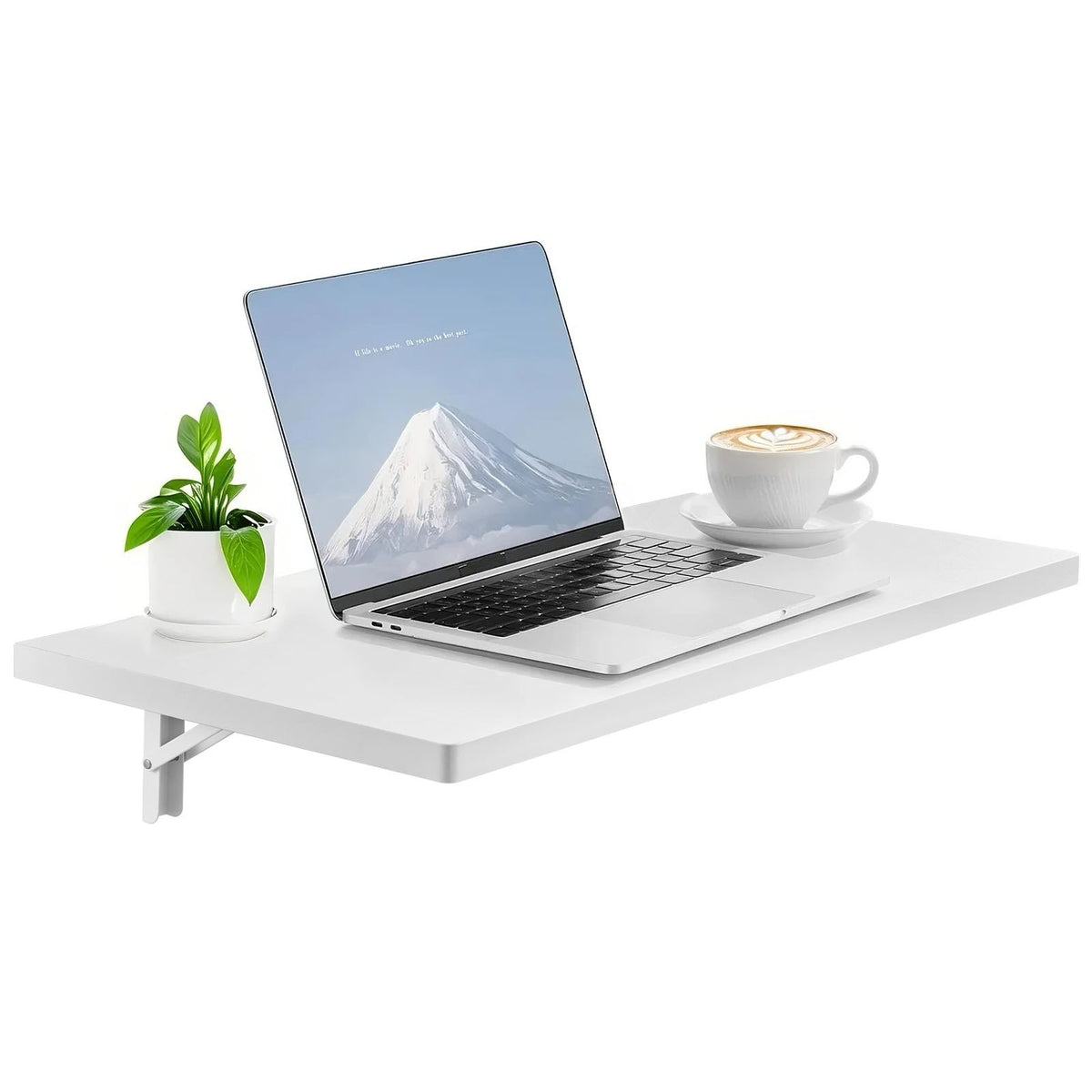 VEVOR Wall Mounted Folding Table, 47.2 x 19.7 inches Wall Mount Table, Floating Desk with Iron Bracket, Fold Down Desk for Small Spaces, Home Office, Dining, Laundry Room, Kitchen, Bar, White - BGSGZZPMBHB4VPYF8V0 - view 1