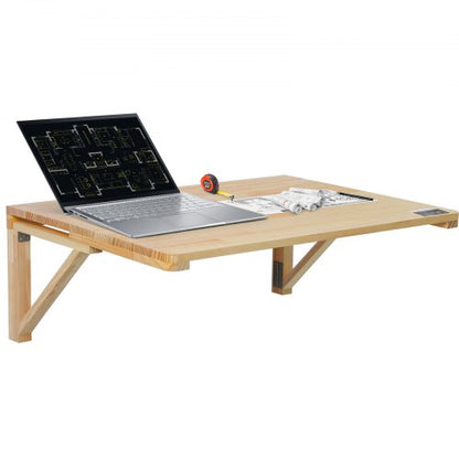 VEVOR Wall Mounted Folding Table, 31.5" x 23.62" Wall Mount Drop Leaf Table, Wooden Floating Desk with Iron Bracket, Fold Down Desk for Small Spaces, Home Office, Dining, Laundry Room, Kitchen, Bar - BGSGZZPMSM2938EPXV0 - view 2