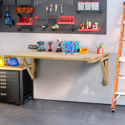 VEVOR Wall Mounted Folding Table, 31.5" x 23.62" Wall Mount Drop Leaf Table, Wooden Floating Desk with Iron Bracket, Fold Down Desk for Small Spaces, Home Office, Dining, Laundry Room, Kitchen, Bar - BGSGZZPMSM2938EPXV0 - view 9