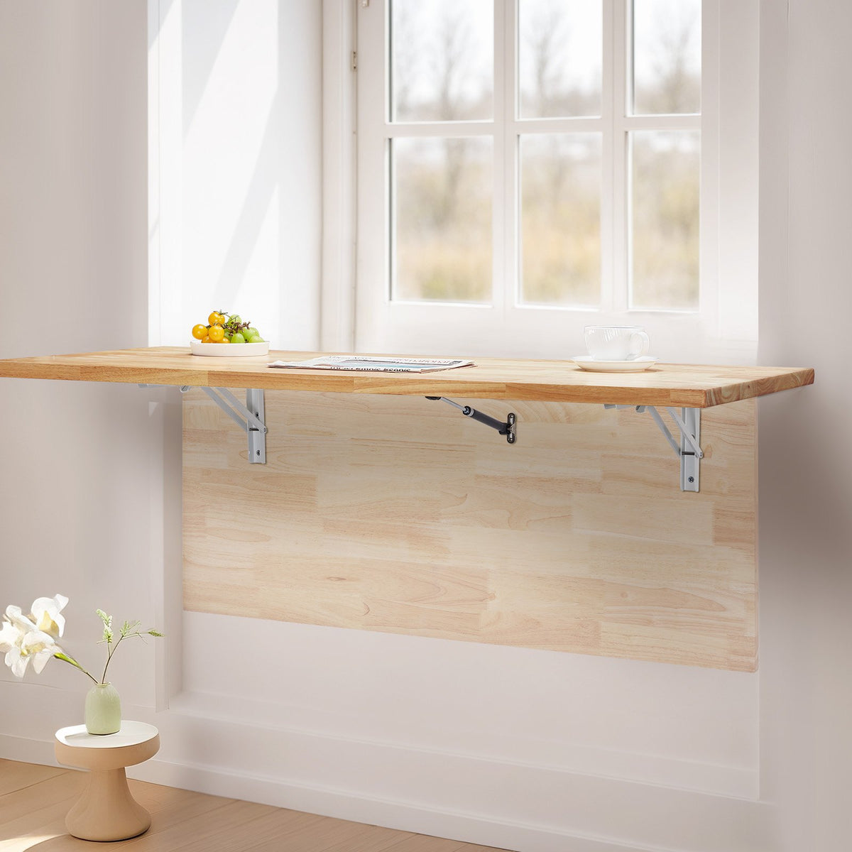VEVOR Wall Mounted Folding Table, 47.2 x 19.7 inches Wall Mount Table, Floating Desk with Iron Bracket, Fold Down Desk for Small Spaces, Home Office, Dining, Laundry Room, Kitchen, Bar, Burlywood - BGSGZZPMSM47EM1UBV0 - view 9