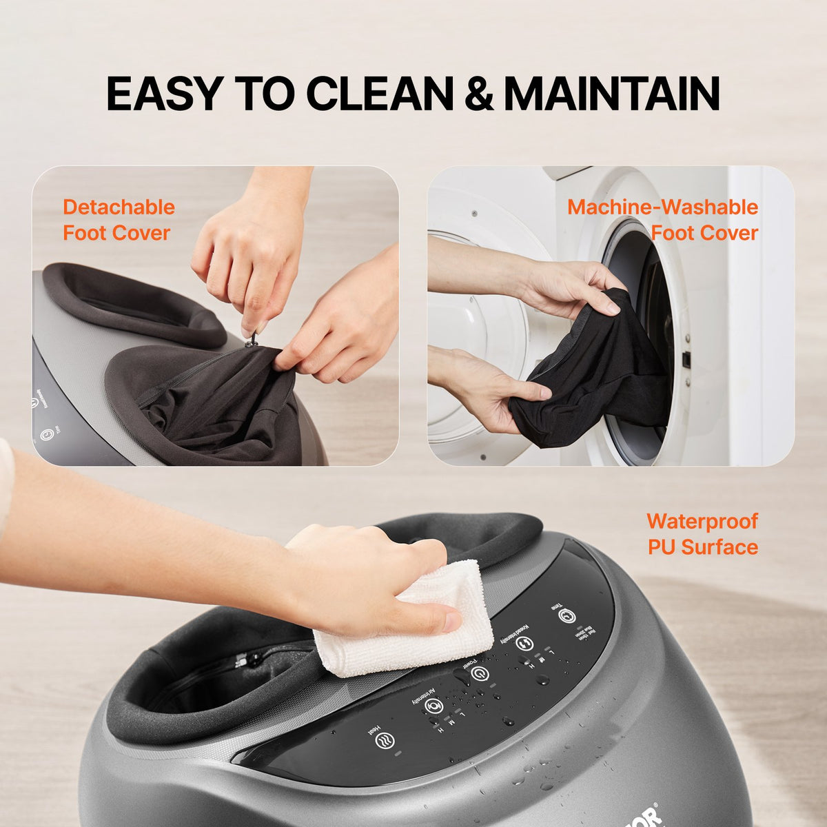 VEVOR Foot Massager Machine with Heat, Deep-Kneading, Compression, and Shiatsu for Plantar Fasciitis, Neuropathy, Gifts for Men, Women - Fits up to Men Size 12 - BGSJDAMQHSZYMU81IV1 - view 7