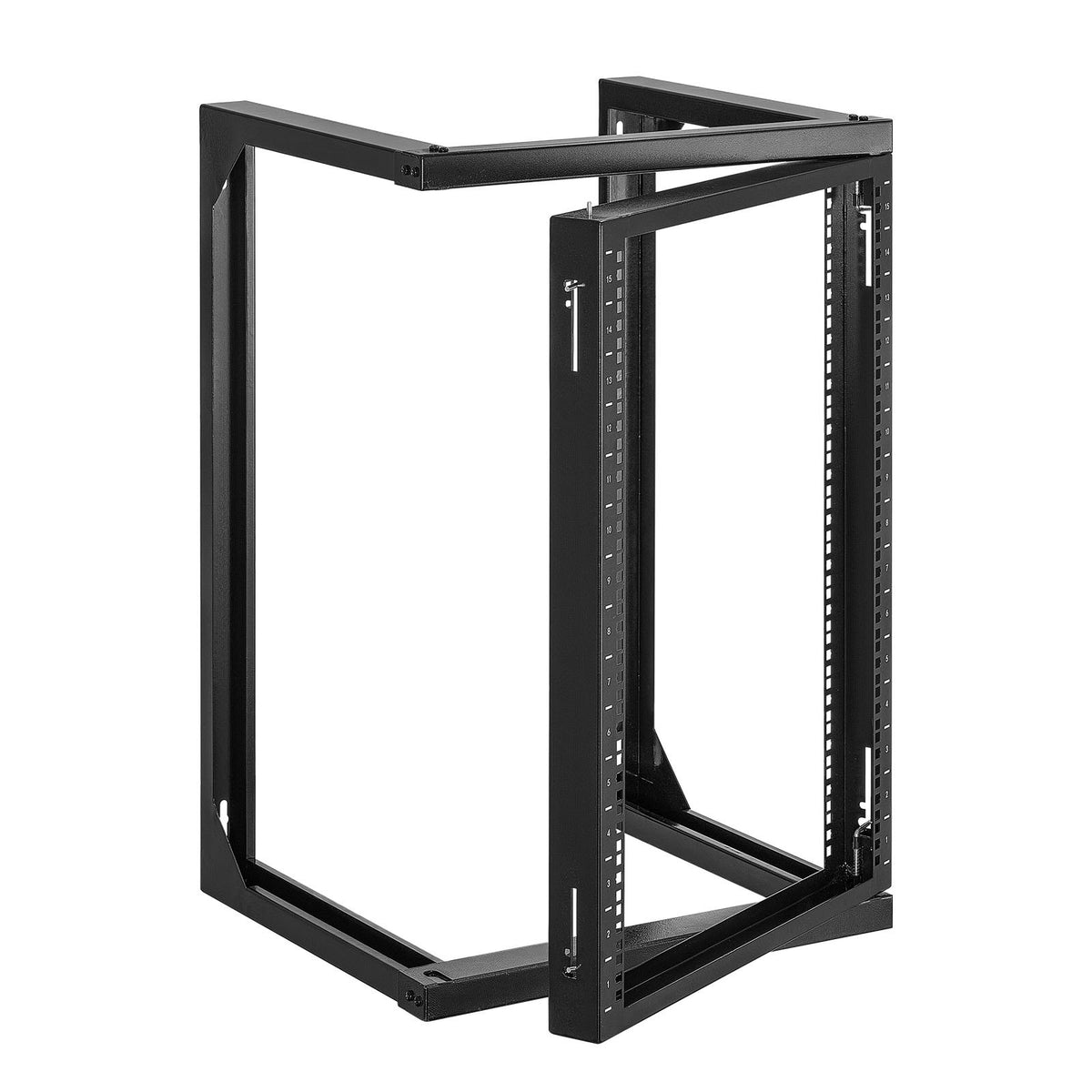 VEVOR 15U Wall Mount Server Rack, 150 lbs Max Load Capacity, Open Frame Network Rack with 180 Degrees Gate Swing, Carbon Steel, for 19-Inch IT Network Equipment & AV Devices Computer Server, Black - BGSJJ15U18YCEECU0001V0 - view 1
