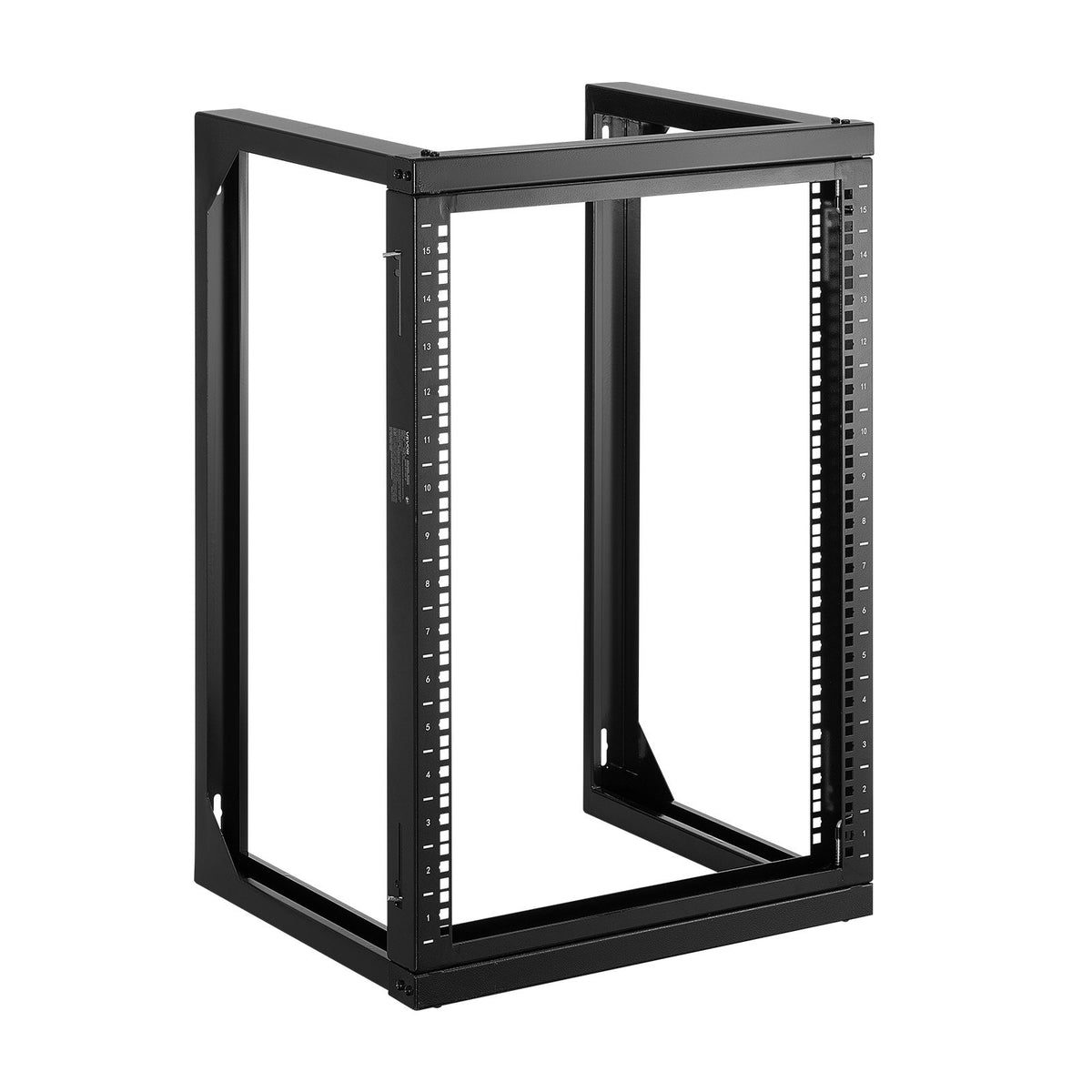 VEVOR 15U Wall Mount Server Rack, 150 lbs Max Load Capacity, Open Frame Network Rack with 180 Degrees Gate Swing, Carbon Steel, for 19-Inch IT Network Equipment & AV Devices Computer Server, Black - BGSJJ15U18YCEECU0001V0 - view 10