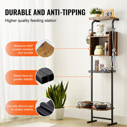 VEVOR Pet Feeding Station with Storage, Elevated Dog Bowls, Raised Dog Bowl Stand, Dog Food Storage and Feeder Station with Storage Shelves, Pet Toy Storage Organizer, for Large Medium Small Dogs - BGSJSCWHSWJ1A05ROV0 - view 5