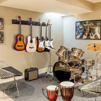 VEVOR 5-Space Guitar Stand, Hold Up to 5 Guitars, Wall-Mounted Multiple Guitars Display Foldable Rack with 270° Rotatable Hooks Aluminum Panels Installation Handle, for Guitar Acoustic Electric Bass - BGSJTZJ5J0002SAJUV0 - view 9