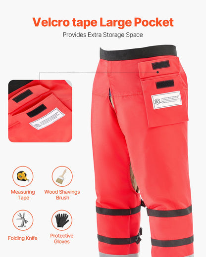 VEVOR Chainsaw Chaps Wrap, Class D, 8 Layers Wrap Style Chainsaw Pants with Adjustable Belt & Gear Pocket, Chain Saw Chaps for Men/Women, Chainsaw Safety Equipment for Loggers Forest Workers, Large - BGSLJHT420DNA7EW6V0 - view 7