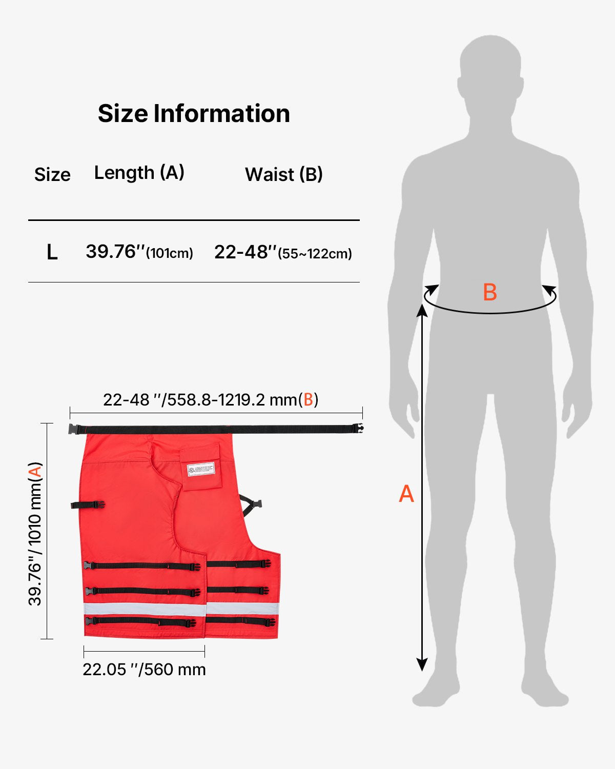 VEVOR Chainsaw Chaps Wrap, Class D, 8 Layers Wrap Style Chainsaw Pants with Adjustable Belt & Gear Pocket, Chain Saw Chaps for Men/Women, Chainsaw Safety Equipment for Loggers Forest Workers, Large - BGSLJHT420DNA7EW6V0 - view 8