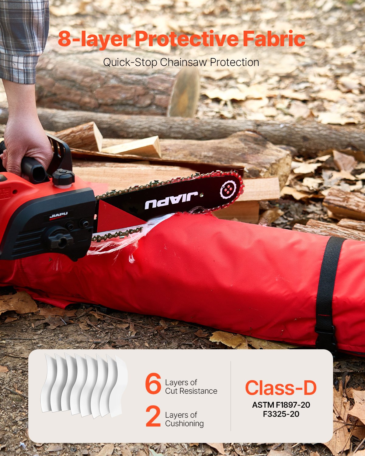 VEVOR Apron Style Chainsaw Chaps, Class D, 8 Layers Chainsaw Pants with Adjustable Belt & Gear Pocket, Chain Saw Chaps for Men/Women, Chainsaw Safety Equipment for Loggers Forest Workers, Medium - BGSLJHT420DNK33UTV0 - view 4