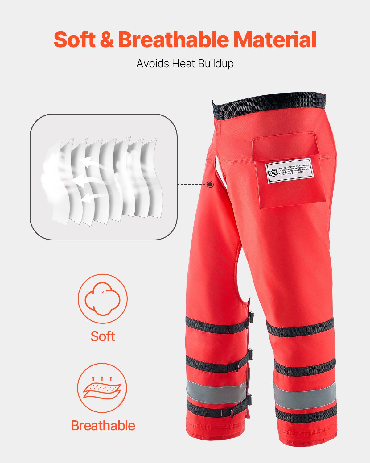 VEVOR Apron Style Chainsaw Chaps, Class D, 8 Layers Chainsaw Pants with Adjustable Belt & Gear Pocket, Chain Saw Chaps for Men/Women, Chainsaw Safety Equipment for Loggers Forest Workers, Medium - BGSLJHT420DNK33UTV0 - view 5
