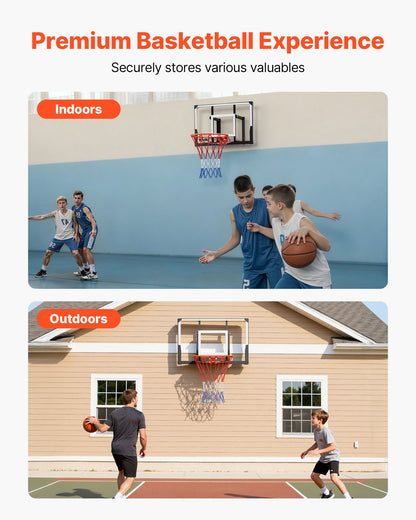 VEVOR Wall Mount Basketball Hoop, 44-inch PC Backboard Mounted Basketball Hoop Outdoor with Solid Steel, 0.08 inch Thickened Backboard, Thickened Woven Nylon Basketballs Net, Indoor & Outdoor Use - BGSLQJ44CLMSZ7APW001V0 - view 3
