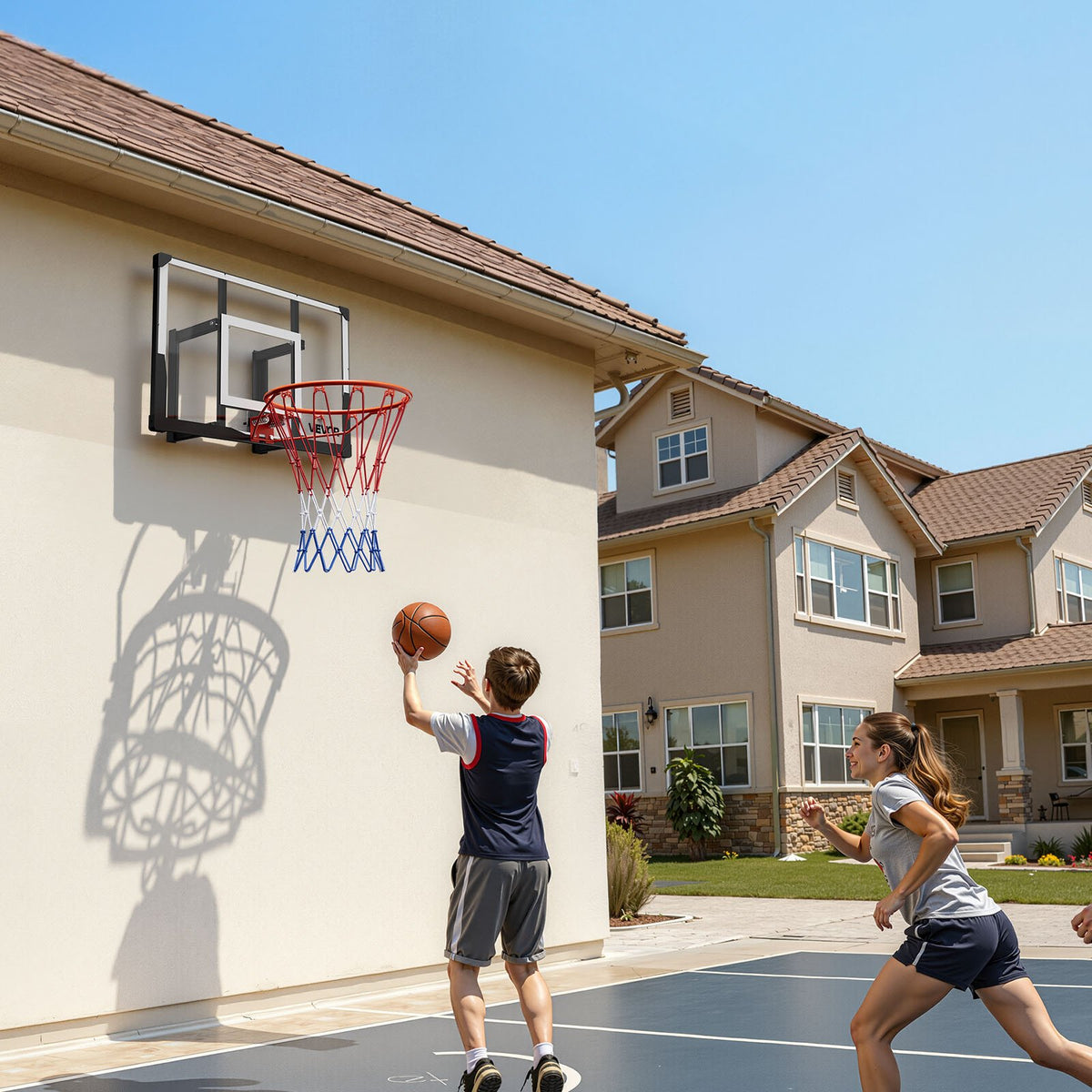 VEVOR Wall Mount Basketball Hoop, 44-inch PC Backboard Mounted Basketball Hoop Outdoor with Solid Steel, 0.08 inch Thickened Backboard, Thickened Woven Nylon Basketballs Net, Indoor & Outdoor Use - BGSLQJ44CLMSZ7APW001V0 - view 9
