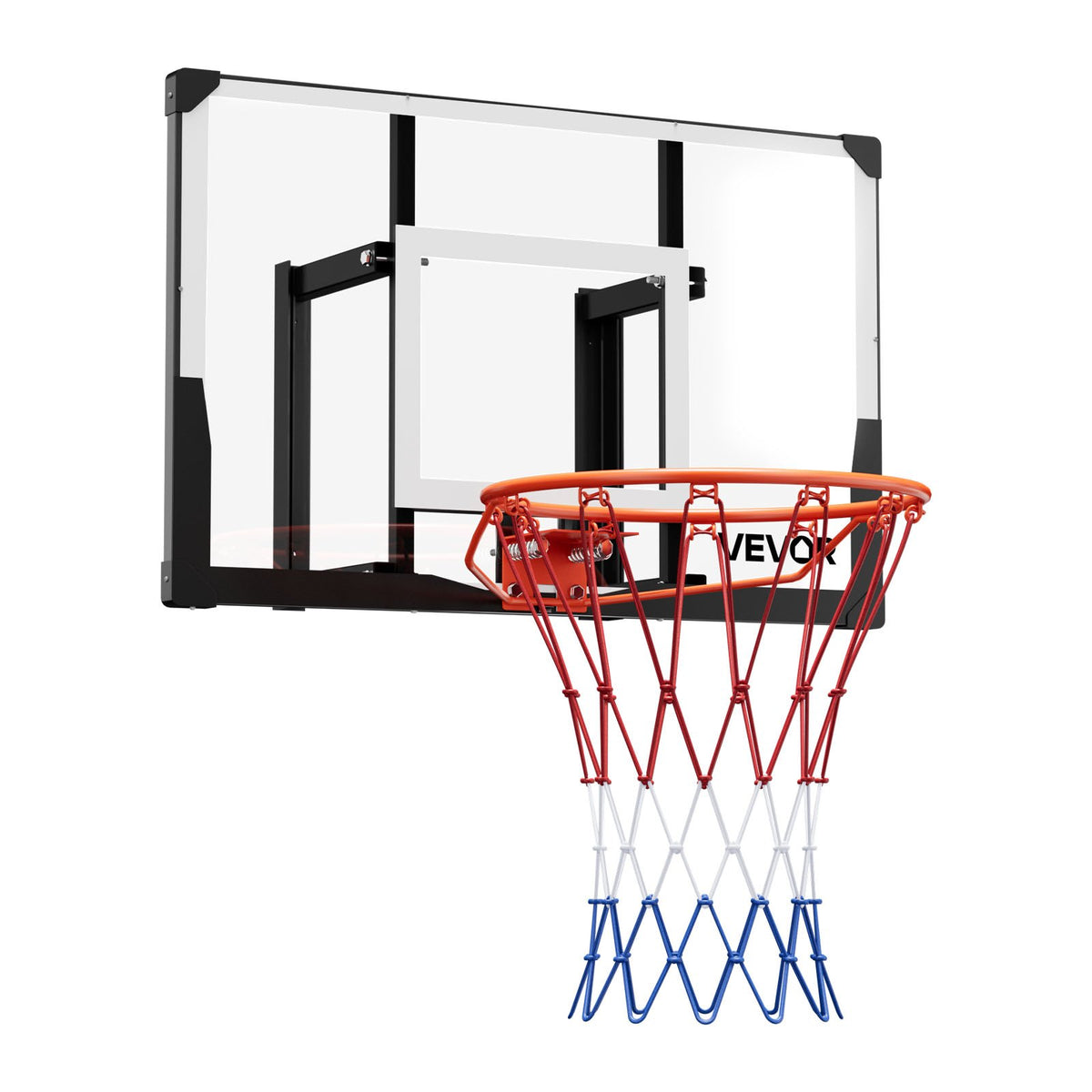 VEVOR Wall Mount Basketball Hoop, 44-inch PC Backboard Mounted Basketball Hoop Outdoor with Solid Steel, 0.08 inch Thickened Backboard, Thickened Woven Nylon Basketballs Net, Indoor & Outdoor Use - BGSLQJ44CLMSZ7APW001V0 - view 10