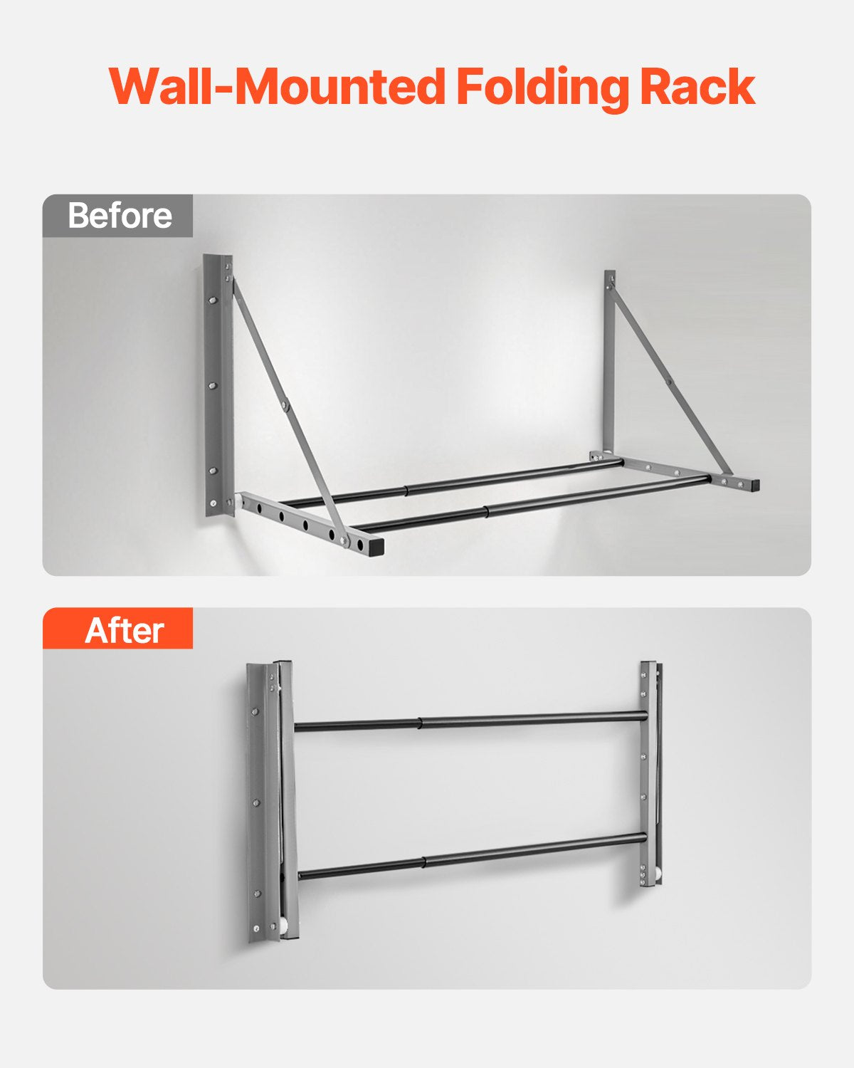 VEVOR Wall Mounted Folding Tire Rack, 32" - 48" Adjustable Tire Rack, Q235 Heavy-Duty Steel Tire Storage Rack for R14-R20 inch Standard Tires, Max 300lbs Load Capacity for Garage Workshop Repair Shop - BGSLTJKDKDJ3PDEVOV0 - view 6