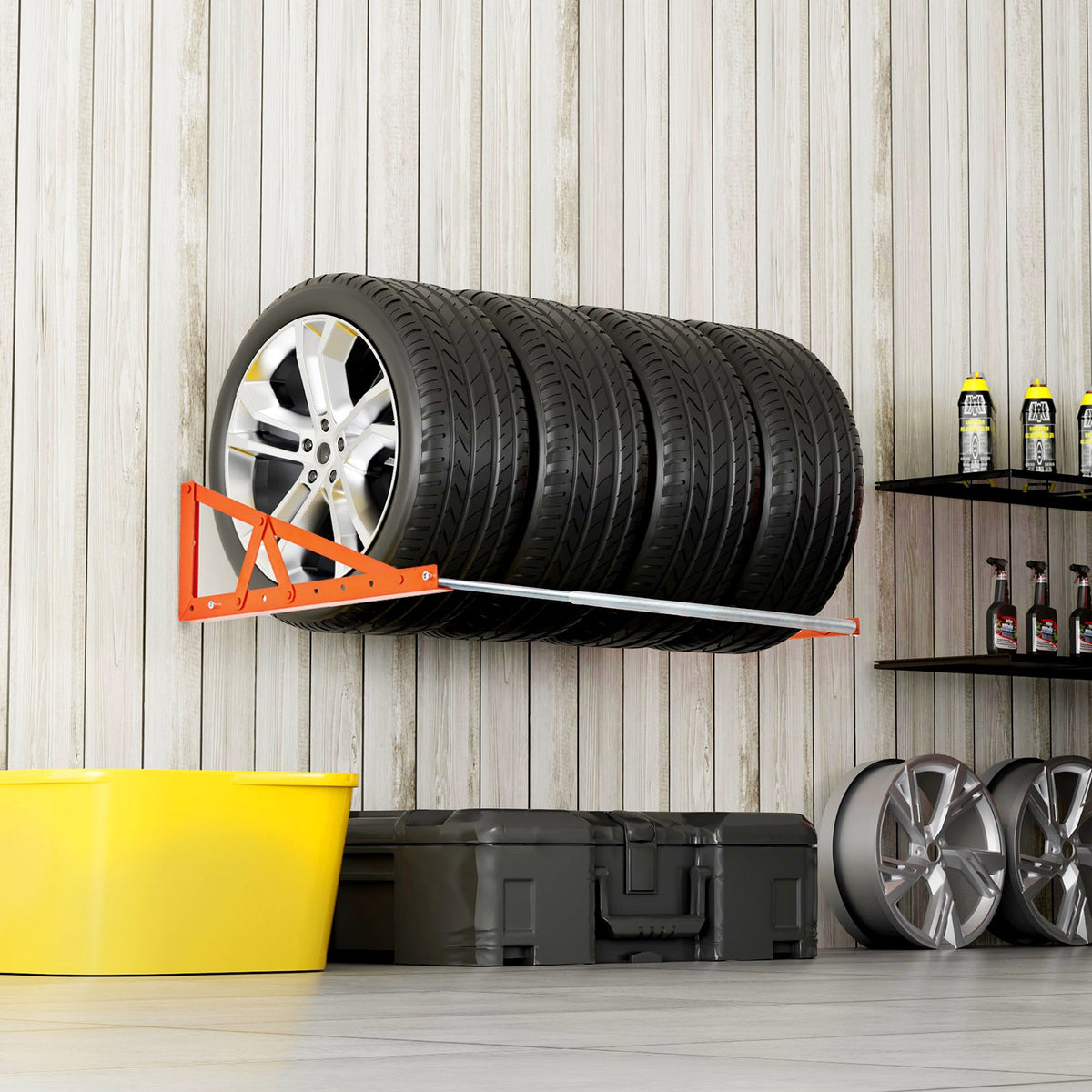 VEVOR Wall Mounted Tire Rack, 31" - 56" Adjustable Tire Rack, Q235 Heavy-Duty Steel Tire Storage Rack for R14-R20 inch Standard Tires, Max 400lbs Load Capacity, Ideal for Garage Workshop Repair Shop - BGSLTJKDKDJ3ZQN92V0 - view 9