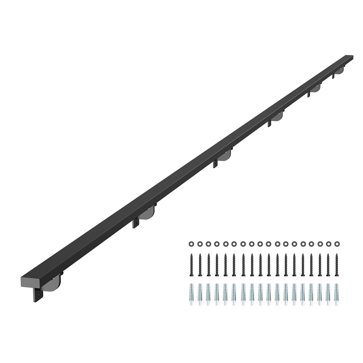 VEVOR Wall Mounted Stair Handrail, 15ft Black Aluminum Staircase Handrail Indoor, 250lbs Load Capacity, Industrial Railing Hand Rail for Steps, Square Tube for Loft Porch Deck, 6 Sections - BGSLZFGFS15FDI96P001V0 - view 1