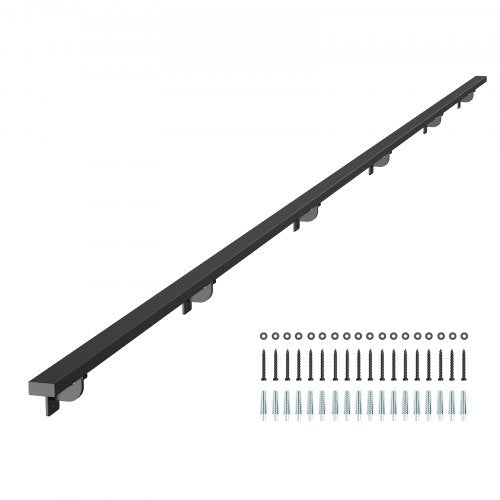 VEVOR Wall Mounted Stair Handrail, 15ft Black Aluminum Staircase Handrail Indoor, 250lbs Load Capacity, Industrial Railing Hand Rail for Steps, Square Tube for Loft Porch Deck, 6 Sections - BGSLZFGFS15FDI96P001V0 - view 2
