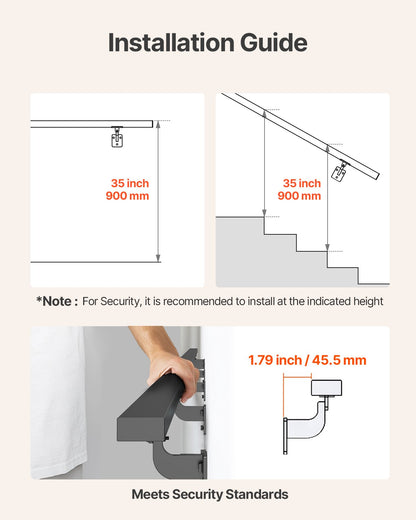 VEVOR Wall Mounted Stair Handrail, 15ft Black Aluminum Staircase Handrail Indoor, 250lbs Load Capacity, Industrial Railing Hand Rail for Steps, Square Tube for Loft Porch Deck, 6 Sections - BGSLZFGFS15FDI96P001V0 - view 5