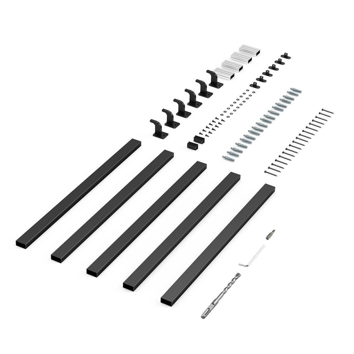 VEVOR Wall Mounted Stair Handrail, 15ft Black Aluminum Staircase Handrail Indoor, 250lbs Load Capacity, Industrial Railing Hand Rail for Steps, Square Tube for Loft Porch Deck, 6 Sections - BGSLZFGFS15FDI96P001V0 - view 10