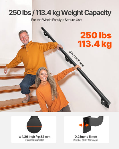 VEVOR indoor wall mounted stair handrail - Select Your Configuration - BGSLZYGFS6FT90YIF001V0 - view 3