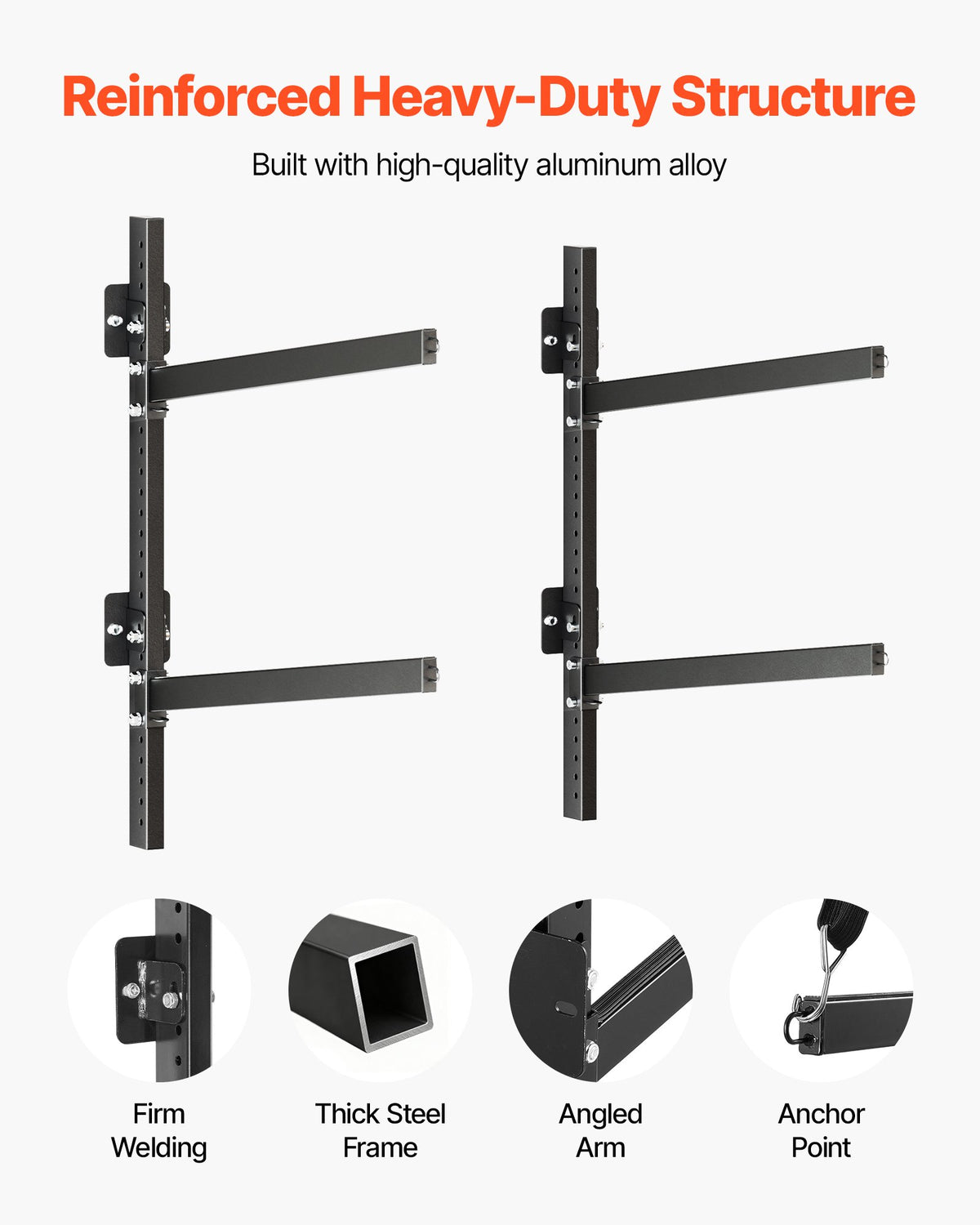 VEVOR Kayak Storage Rack for 2 Kayaks, Holds 200 lbs, Heavy Duty Adjustable Wall Mount Stand for Indoor Outdoor Garage Shed Dock, Storage Holder for Canoe, Small Boat, SUP, Surfboard & Paddleboard - BGSPHTZJZJ2S9VSED001V0 - view 5