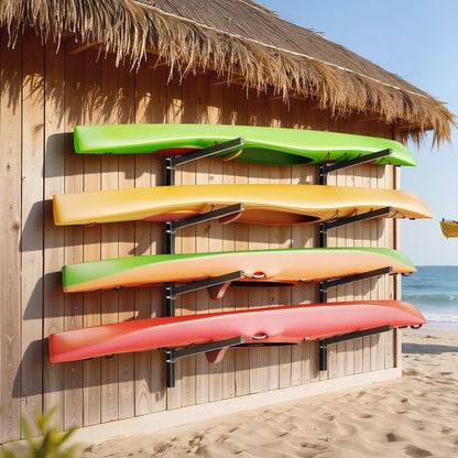 VEVOR Kayak Storage Rack for 4 Kayaks, Holds 300 lbs, Heavy Duty Adjustable Wall Mount Stand for Indoor Outdoor Garage Shed Dock, Storage Holder for Canoe, Small Boat, SUP, Surfboard & Paddleboard - BGSPHTZJZJ4SJ71E2001V0 - view 9