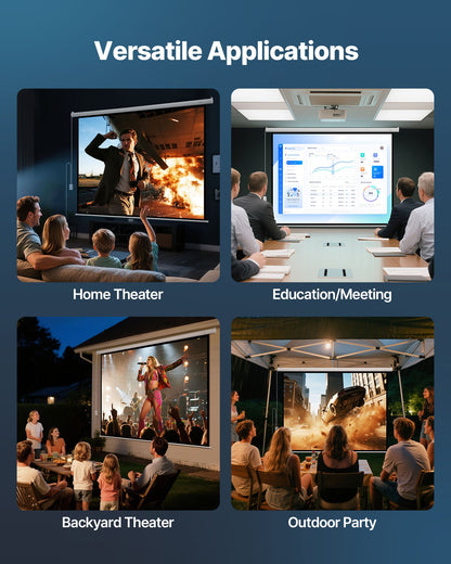 VEVOR Motorized Projector Screen, 120 inch 4:3 1080 HD Electric Projector Screen, Wall Mounted Projection Dispaly Projector with Remote Control, Automatic Movie Screen for Family Home Office Theater - BGSTYPMBGSDD3F45Z001V1 - view 7