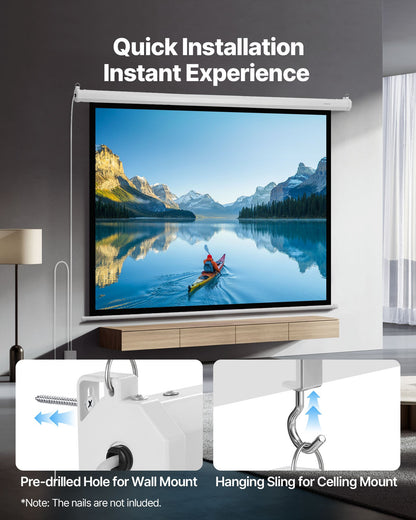 VEVOR Motorized Projector Screen, 72 inch 4:3 1080 HD Electric Projection Screen, Wall Mounted Projection Dispaly Projector with Remote Control, Automatic Movie Screen for Family Home Office Theater - BGSTYPMBGSDDHV9NY001V1 - view 6