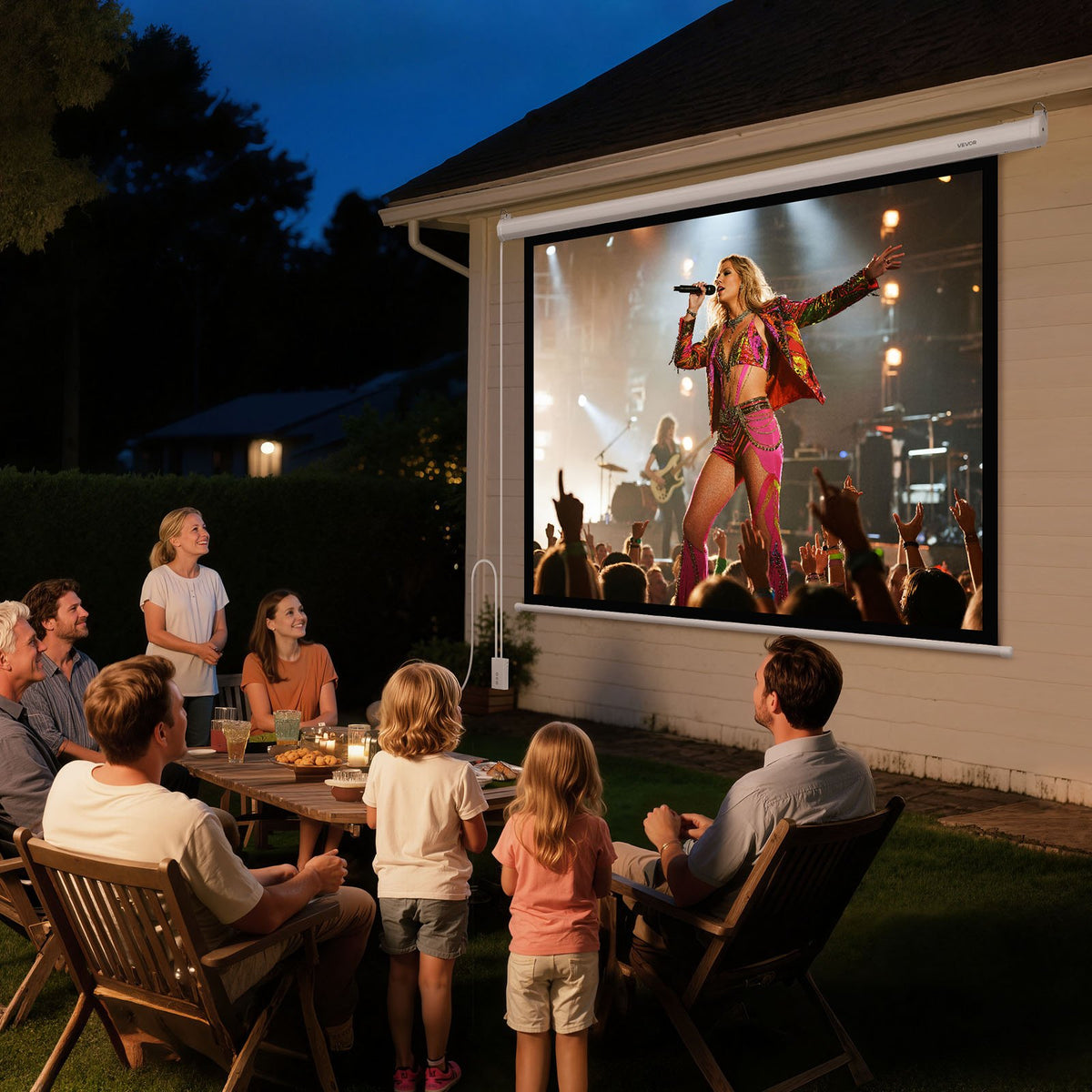 VEVOR Motorized Projector Screen, 72 inch 4:3 1080 HD Electric Projection Screen, Wall Mounted Projection Dispaly Projector with Remote Control, Automatic Movie Screen for Family Home Office Theater - BGSTYPMBGSDDHV9NY001V1 - view 9